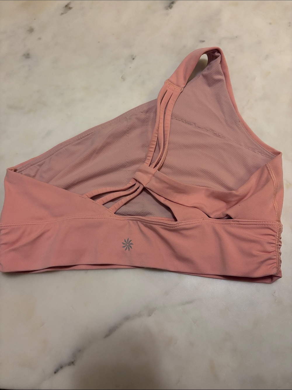 Athleta Coral Pink One-Shoulder Strappy Sports Bralette